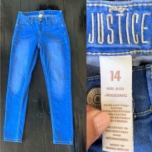 Justice Girls Jeans Size 14 Girls Mid Rise Pull On Denim Jeggings